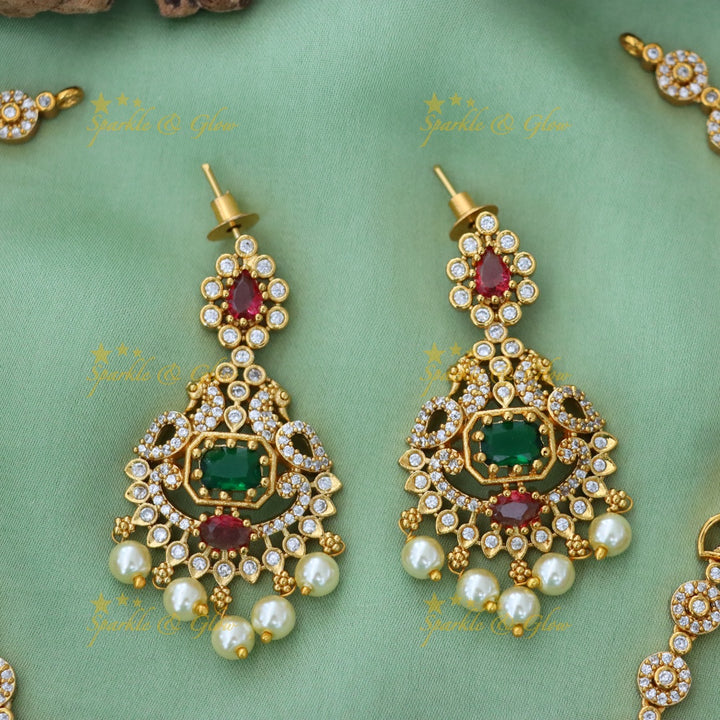 Sparkling American Diamond Festive Necklace Set