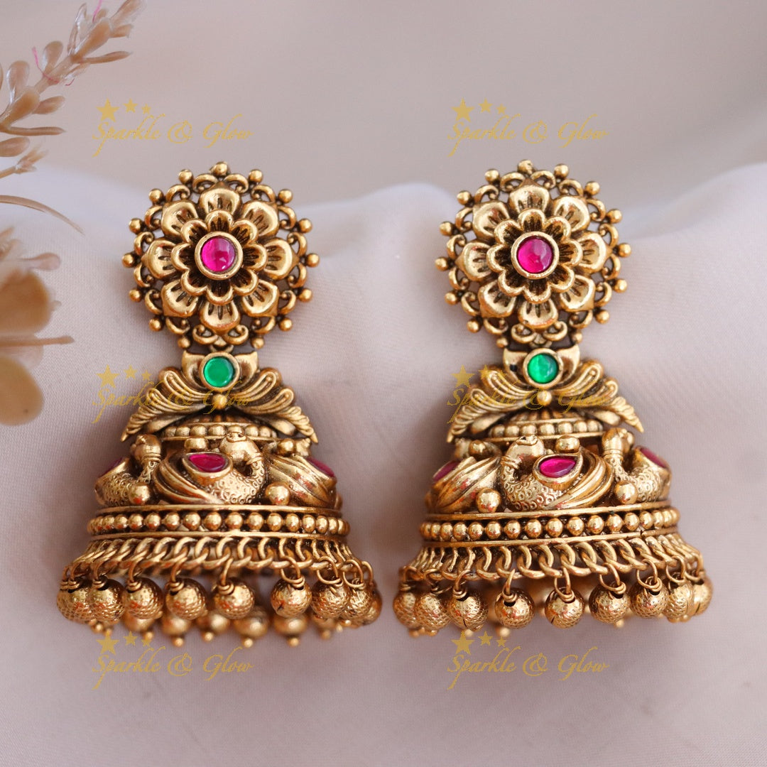 Exquisite Gemstone Bridal Jhumka Earrings
