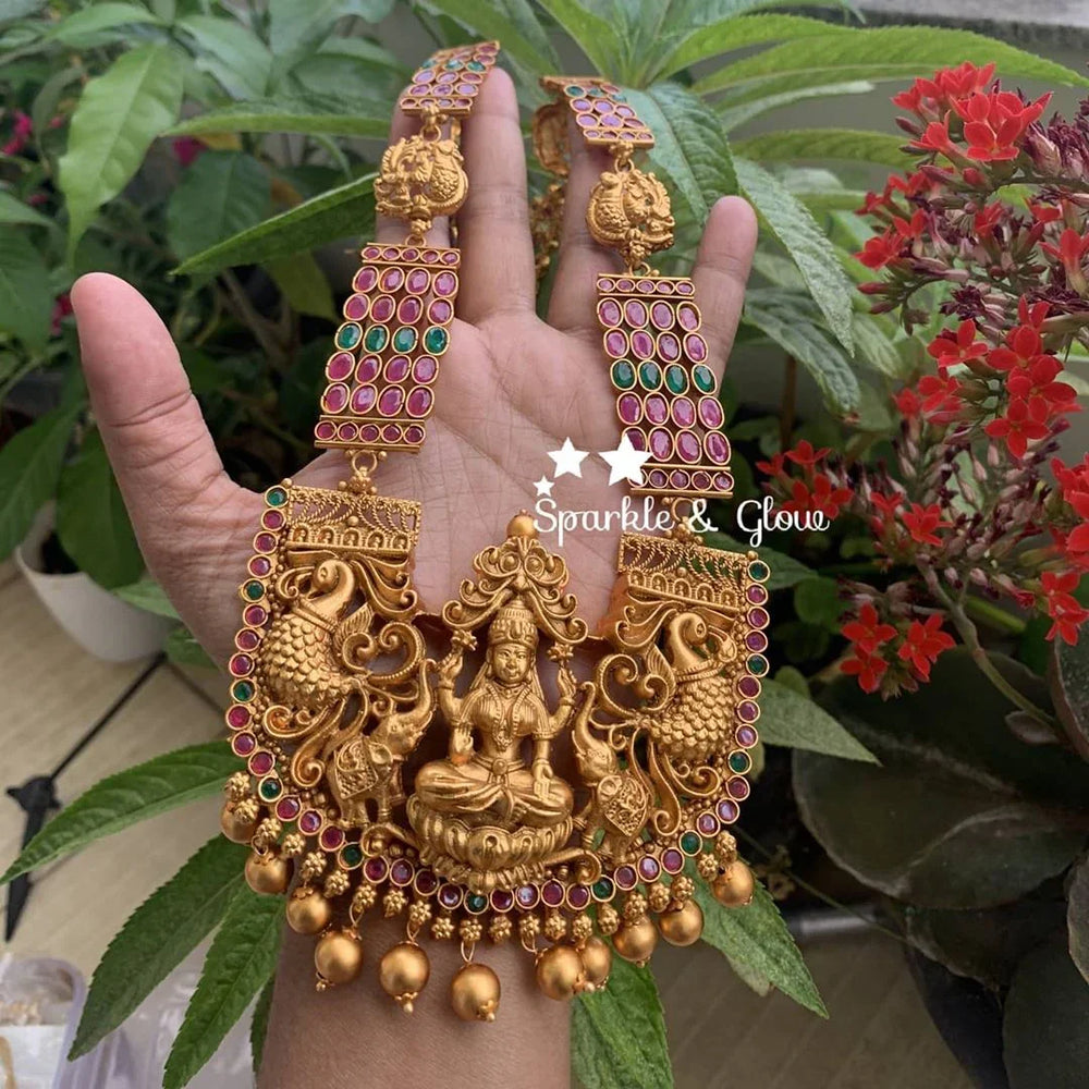 Three layer stones lakshmi haram - Multi - Sparkle and Glow