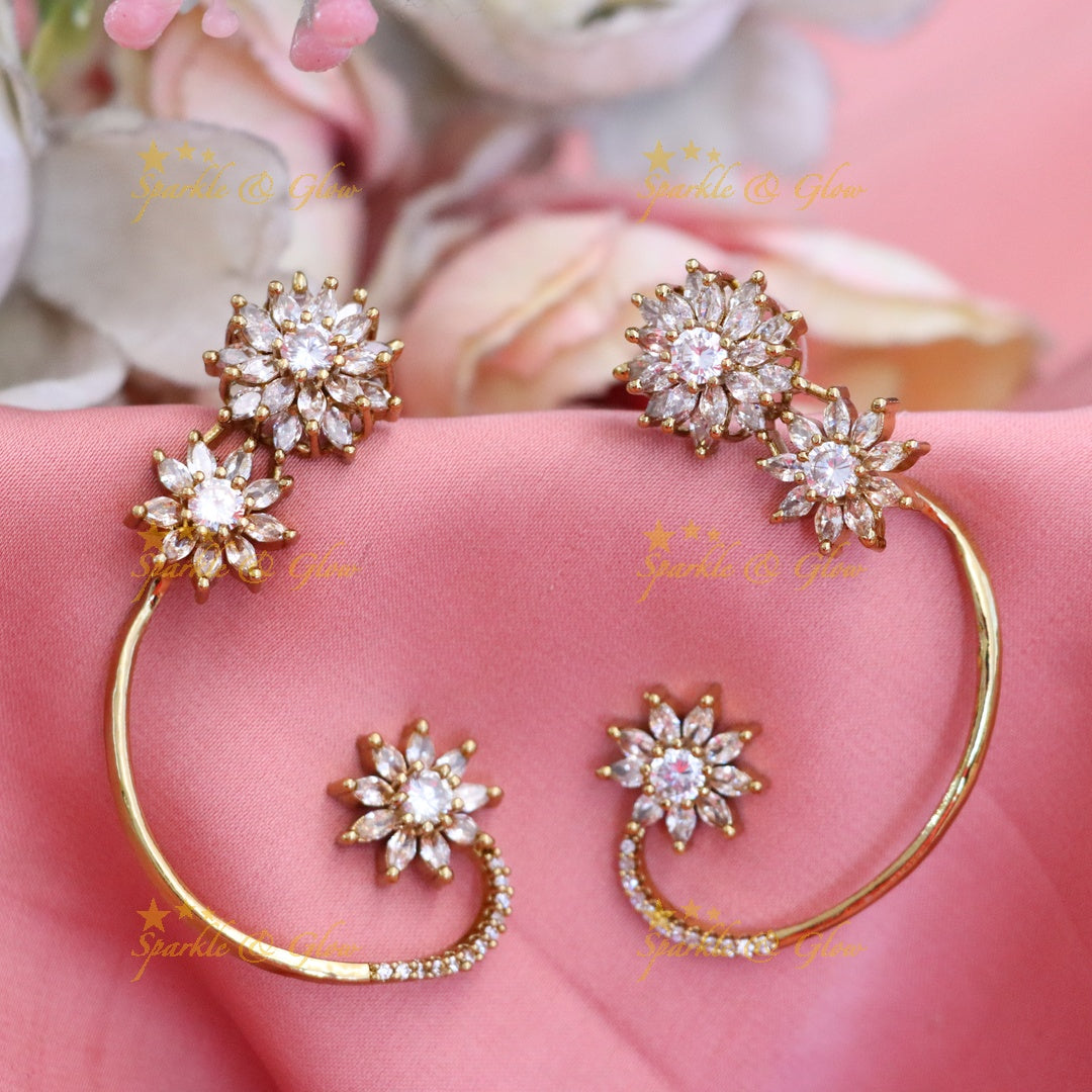 Dazzling Floral Cuff Earrings for Festive Glamour