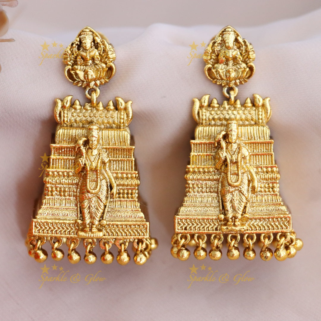 Exquisite Temple Gold-Plated Jhumka Earrings