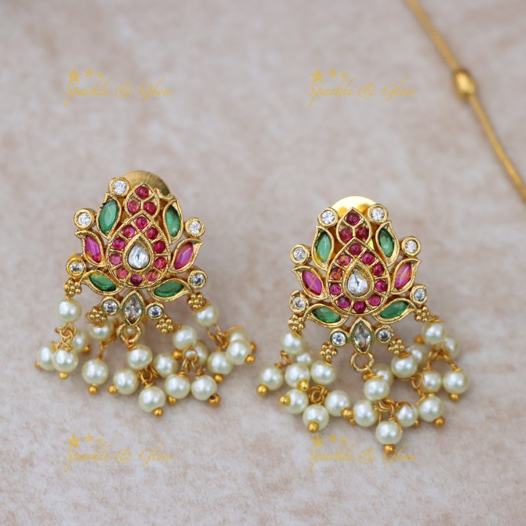 Exquisite Gold Finish Short Necklace & Earring Set