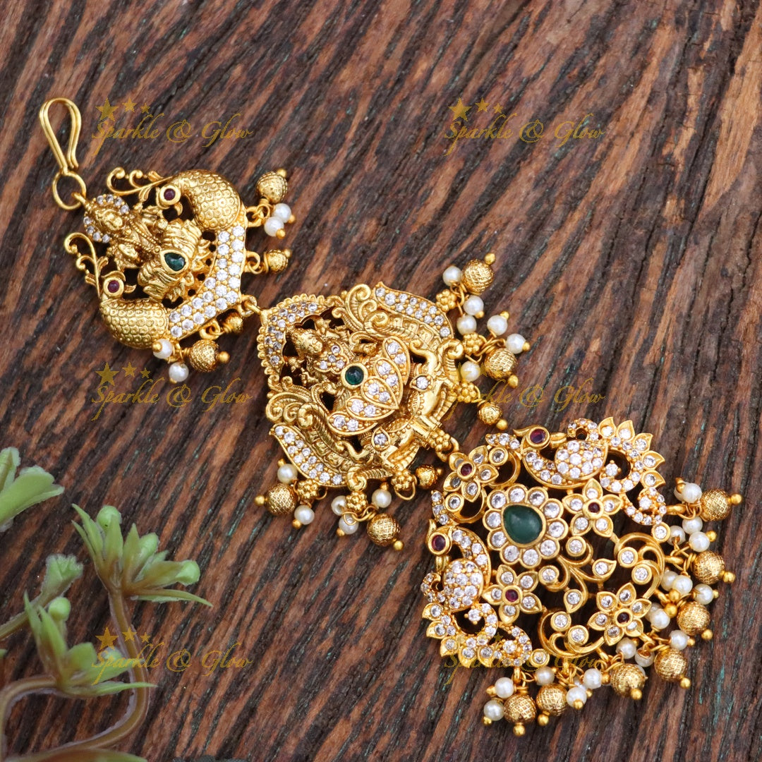 Exquisite Gold-Plated Temple Maang Tikka for Brides