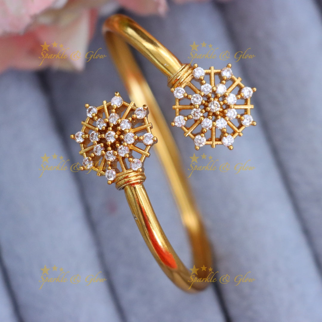 Elegant Gold Finish Crystal Bangle Bracelet