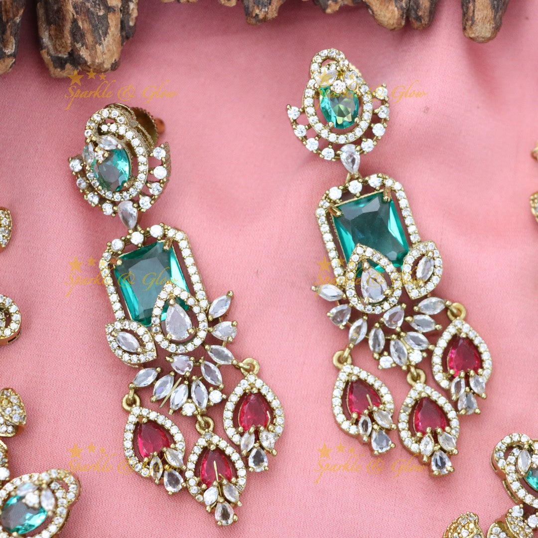 Exquisite Gemstone Short Necklace Set - Sparkle & Glow