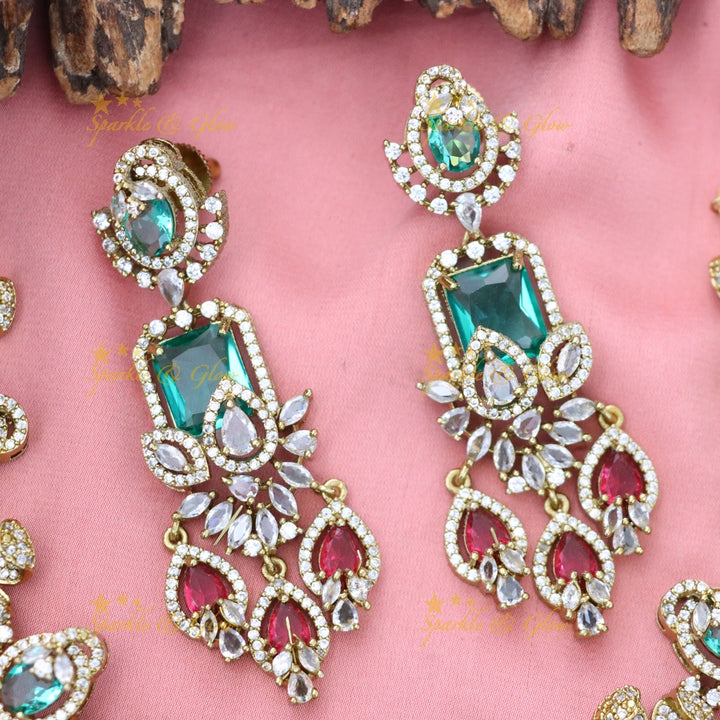 Exquisite Gemstone Short Necklace Set - Sparkle & Glow