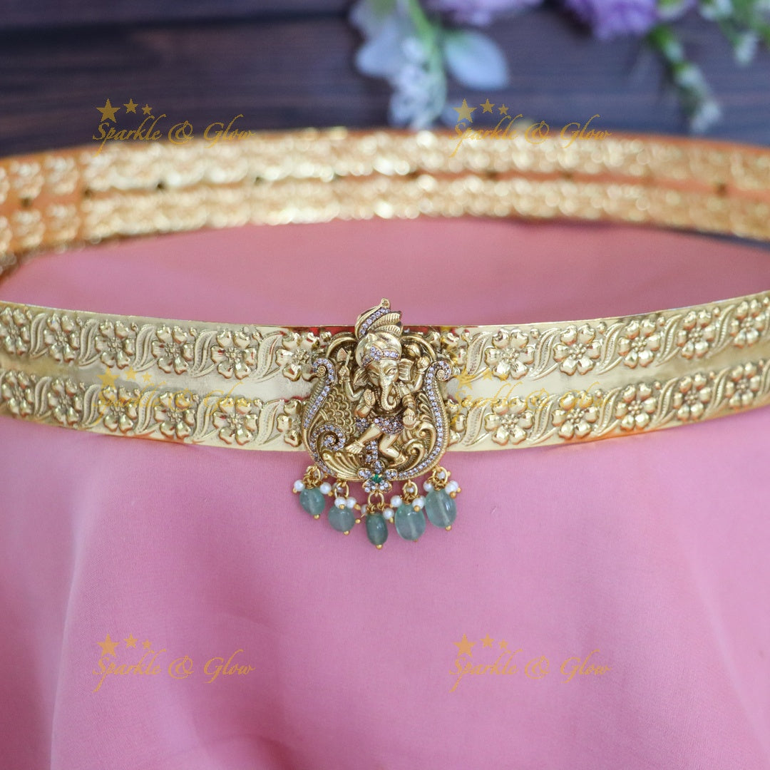 Elegant Gold Plated Temple Hip Belt for Weddings