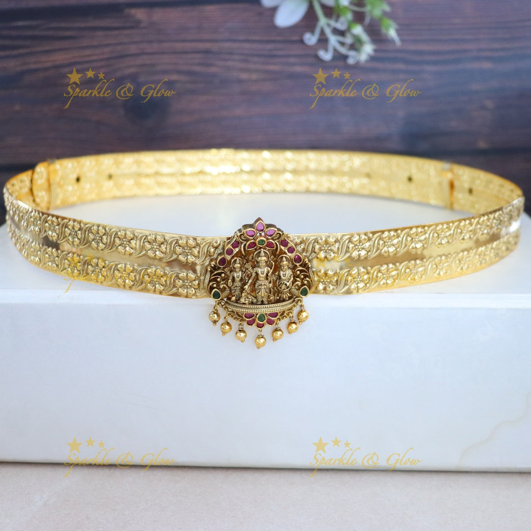 Exquisite Temple Design Gold Plated Hip Belt
