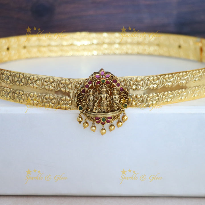 Exquisite Temple Design Gold Plated Hip Belt