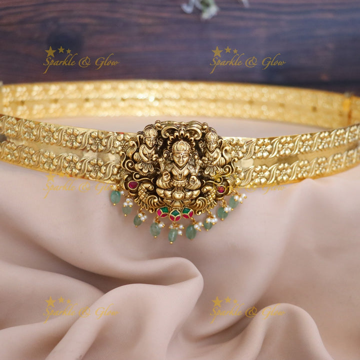 Exquisite Gold Plated Temple Design Hip Belt - Perfect for Festive Occasions