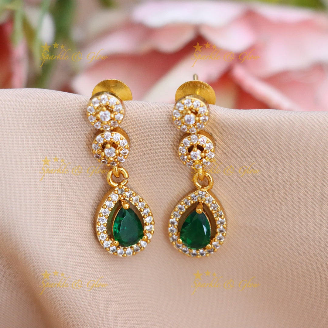 Exquisite American Diamond Emerald Necklace Set