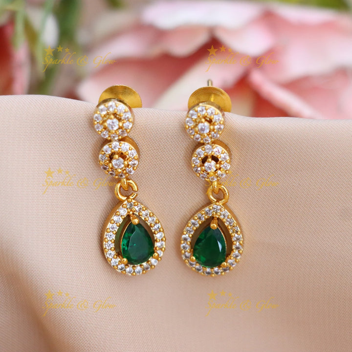 Exquisite American Diamond Emerald Necklace Set