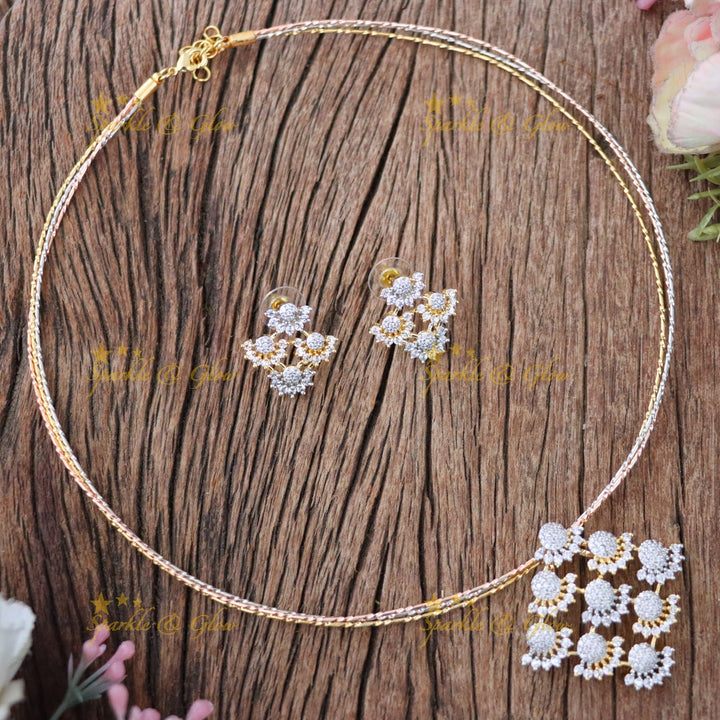 Elegant American Diamond Short Necklace Set