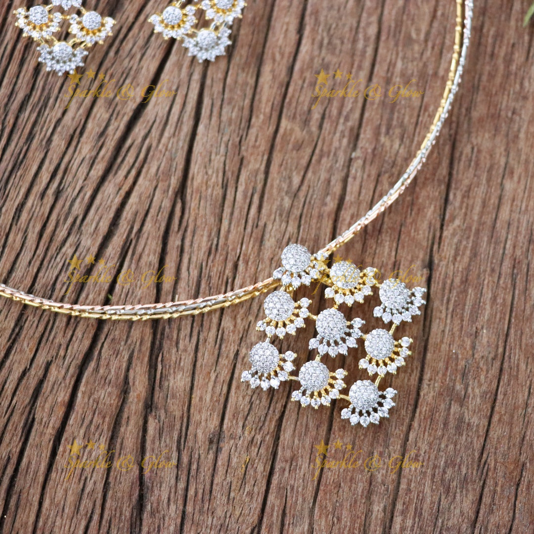Elegant American Diamond Short Necklace Set