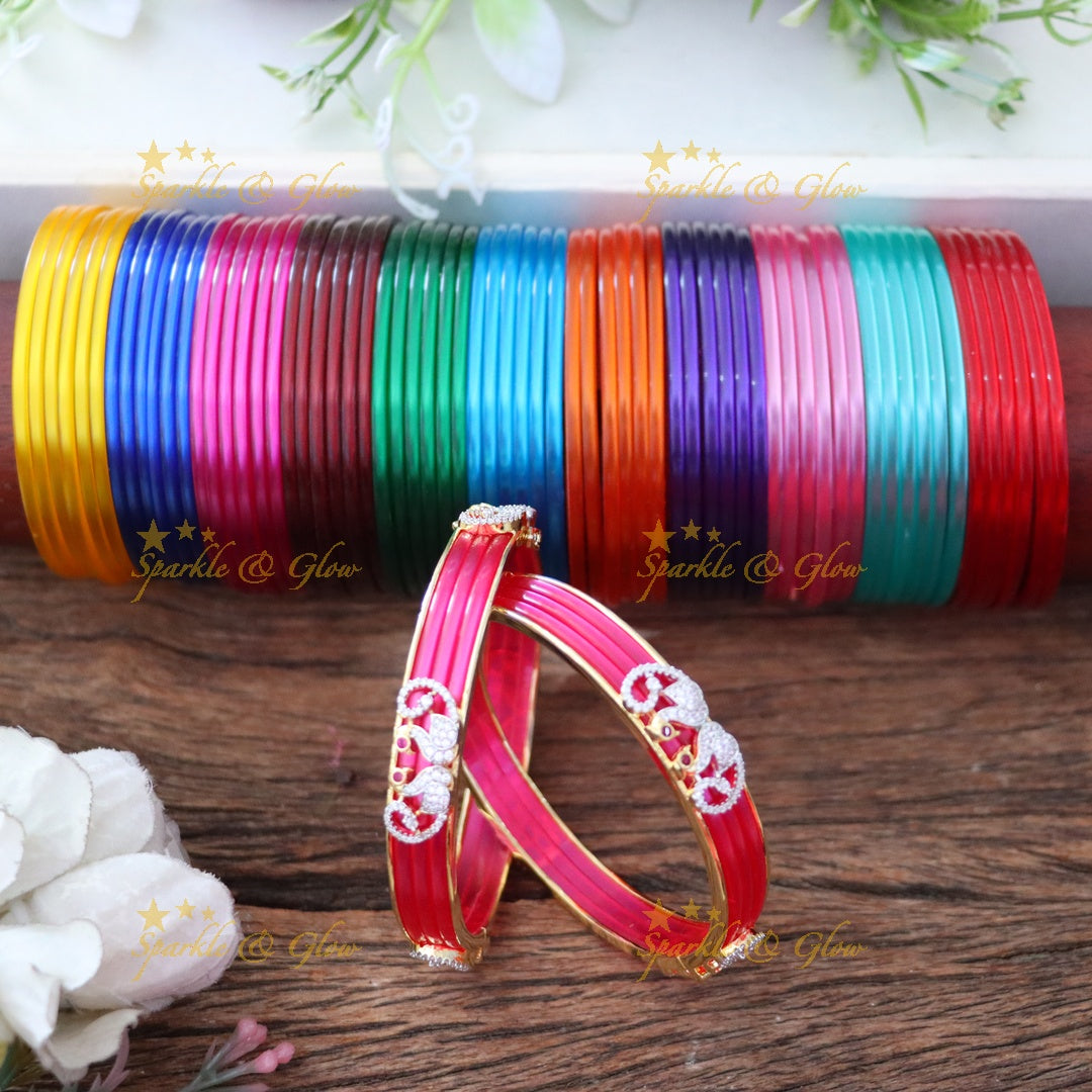 Exquisite Interchangeable Wedding Bangle Set - Vibrant Elegance