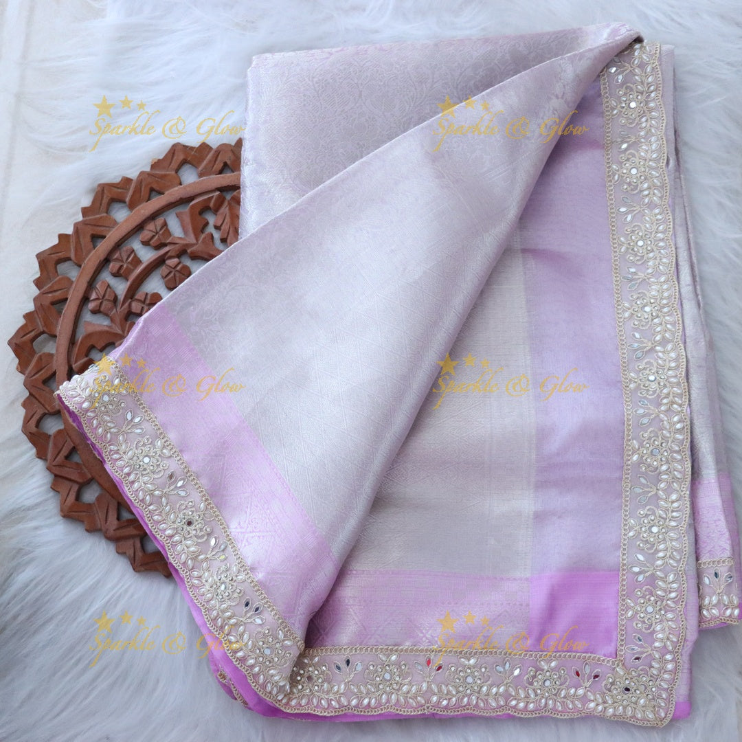 Elegant Lavender Festive Saree with Intricate Border