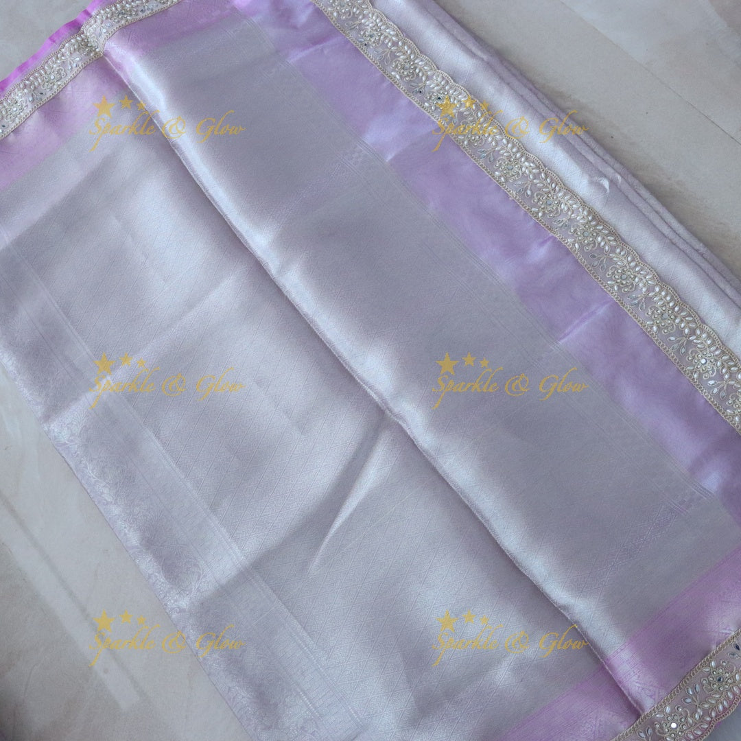 Elegant Lavender Festive Saree with Intricate Border