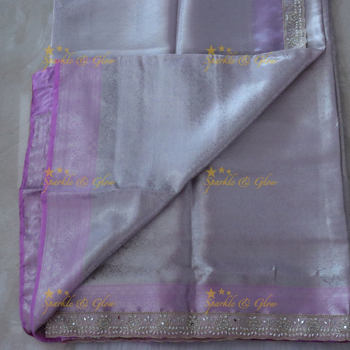 Elegant Lavender Festive Saree with Intricate Border