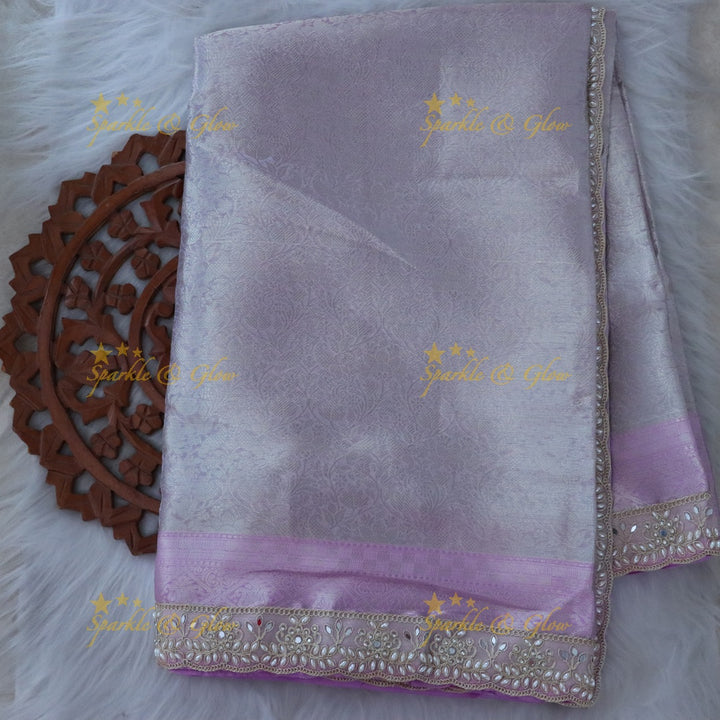 Elegant Lavender Festive Saree with Intricate Border