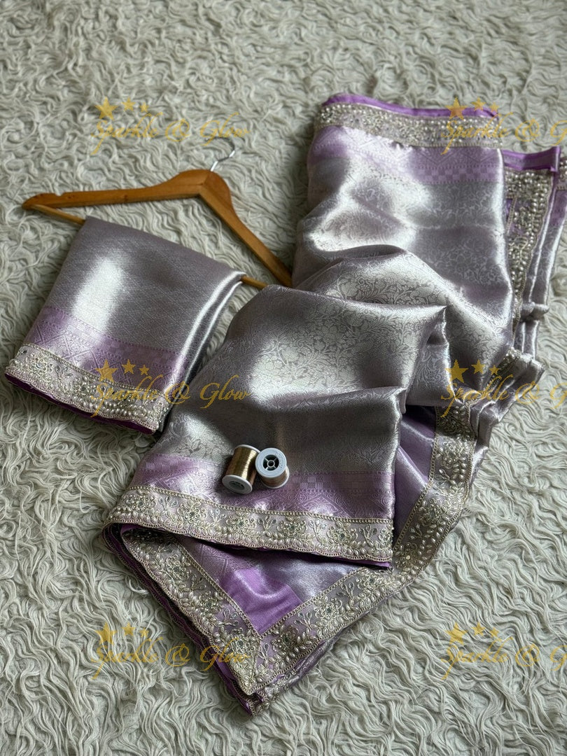 Elegant Lavender Festive Saree with Intricate Border