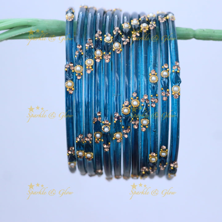 Vibrant Orange Festive Glass Bangles - Sparkle & Glow