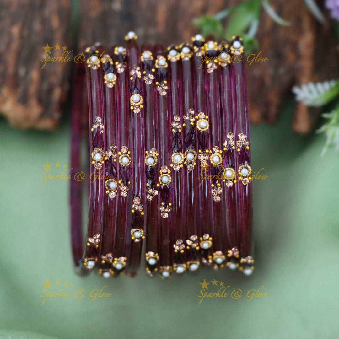 Vibrant Orange Festive Glass Bangles - Sparkle & Glow