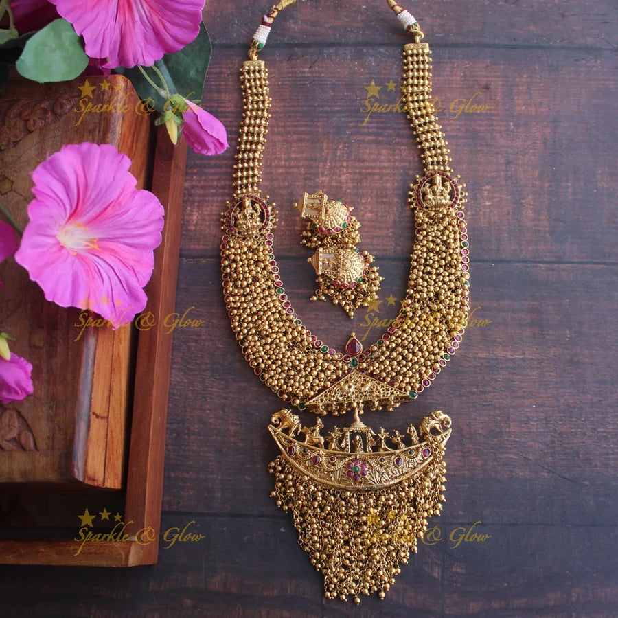 Gold alike Gold cluster vivah long necklace - Sparkle and Glow