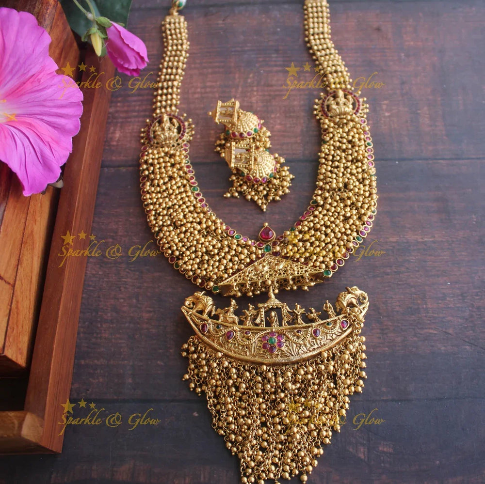 Gold alike Gold cluster vivah long necklace - Sparkle and Glow