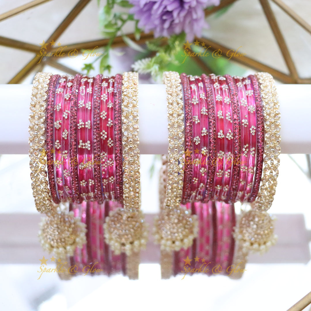 Bridal Glitter Bangles - Floral Opulence Set