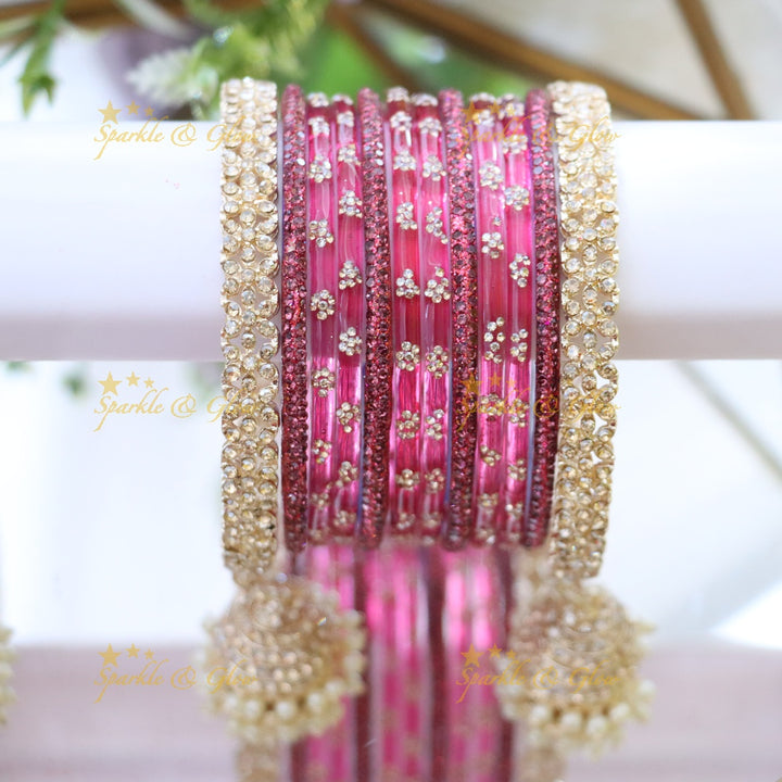 Bridal Glitter Bangles - Floral Opulence Set