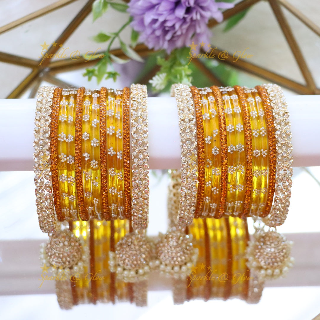 Bridal Glitter Bangles - Floral Opulence Set