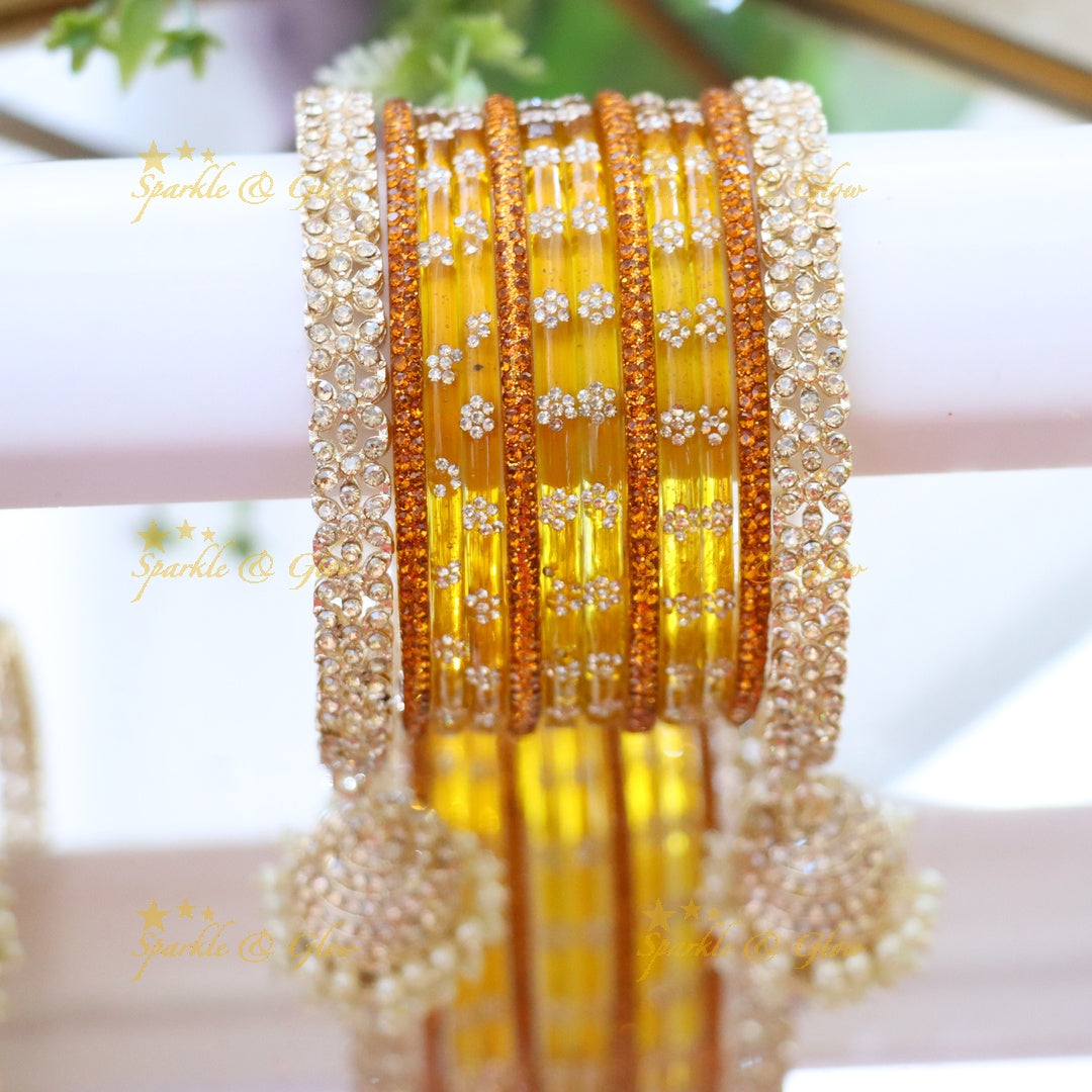 Bridal Glitter Bangles - Floral Opulence Set