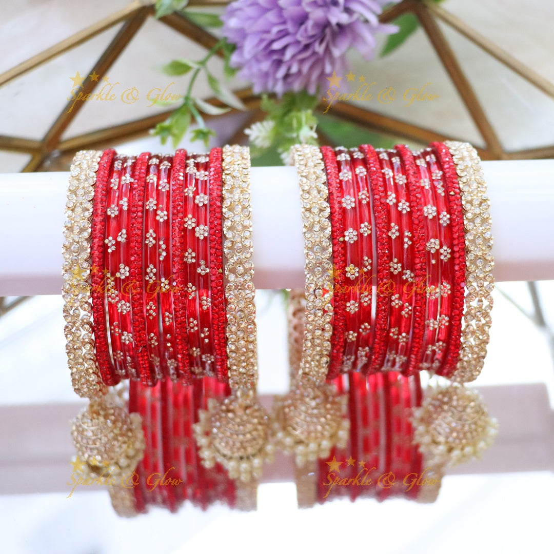 Bridal Glitter Bangles - Floral Opulence Set