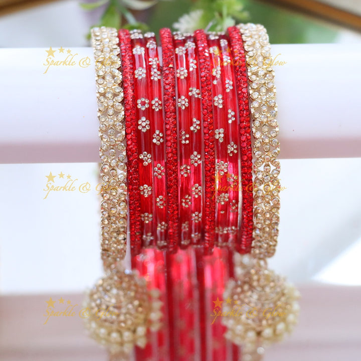 Bridal Glitter Bangles - Floral Opulence Set