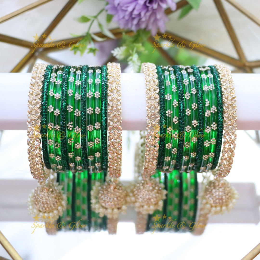 Bridal Glitter Bangles - Floral Opulence Set