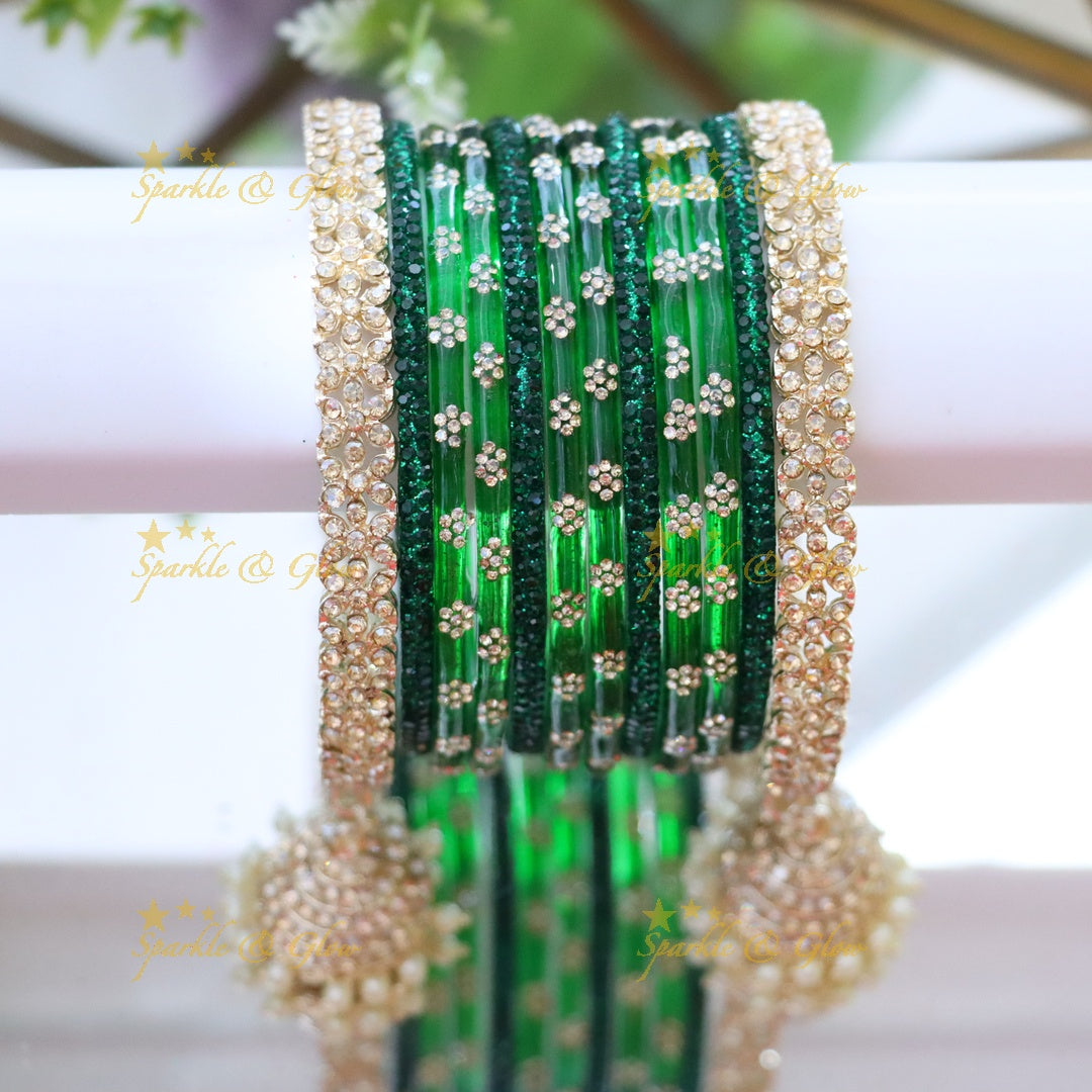 Bridal Glitter Bangles - Floral Opulence Set