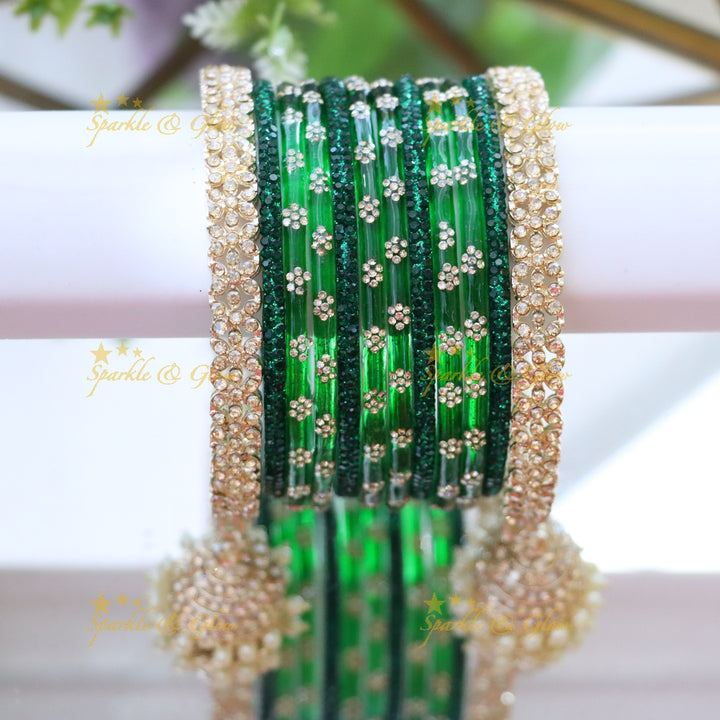 Bridal Glitter Bangles - Floral Opulence Set