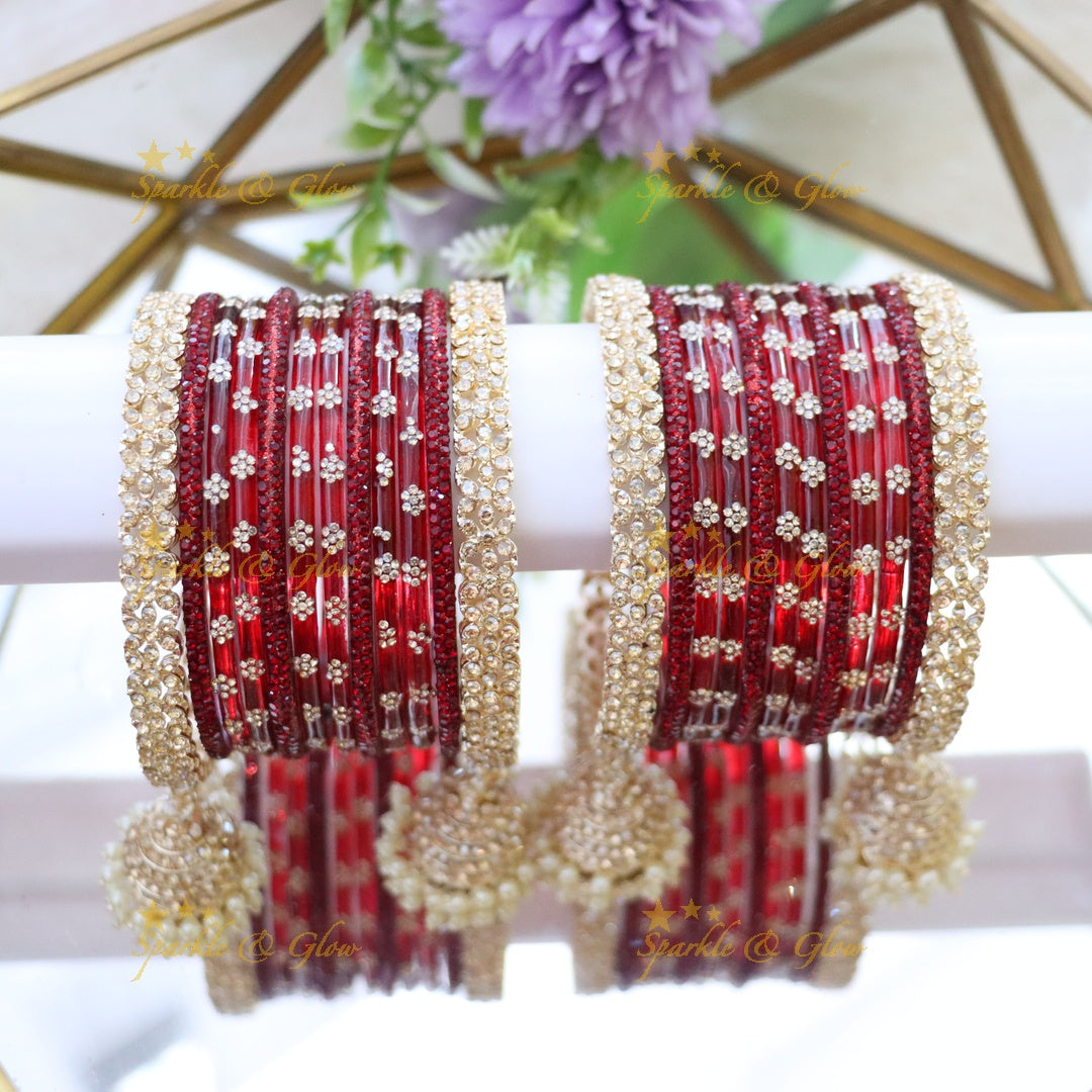 Bridal Glitter Bangles - Floral Opulence Set