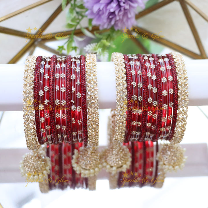 Bridal Glitter Bangles - Floral Opulence Set