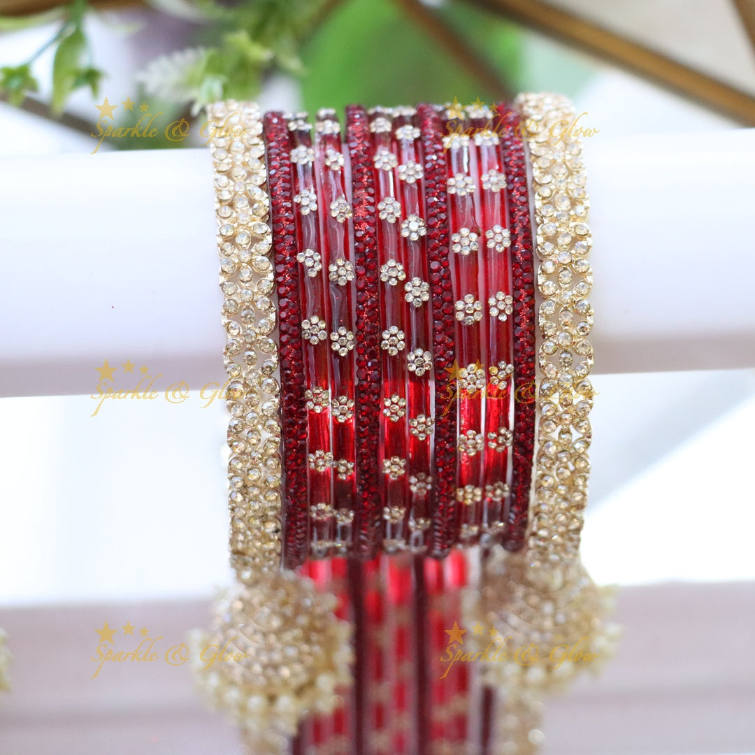 Bridal Glitter Bangles - Floral Opulence Set