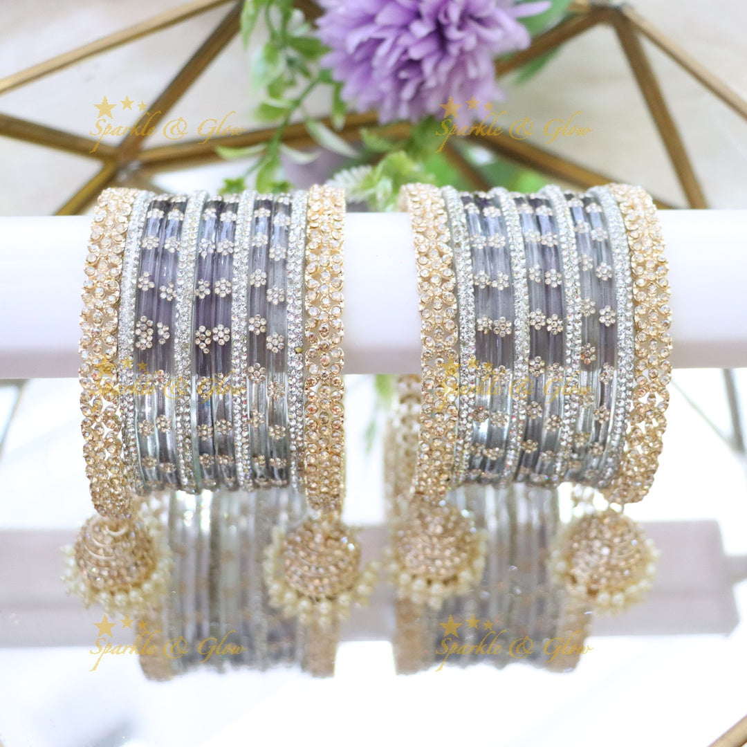 Bridal Glitter Bangles - Floral Opulence Set