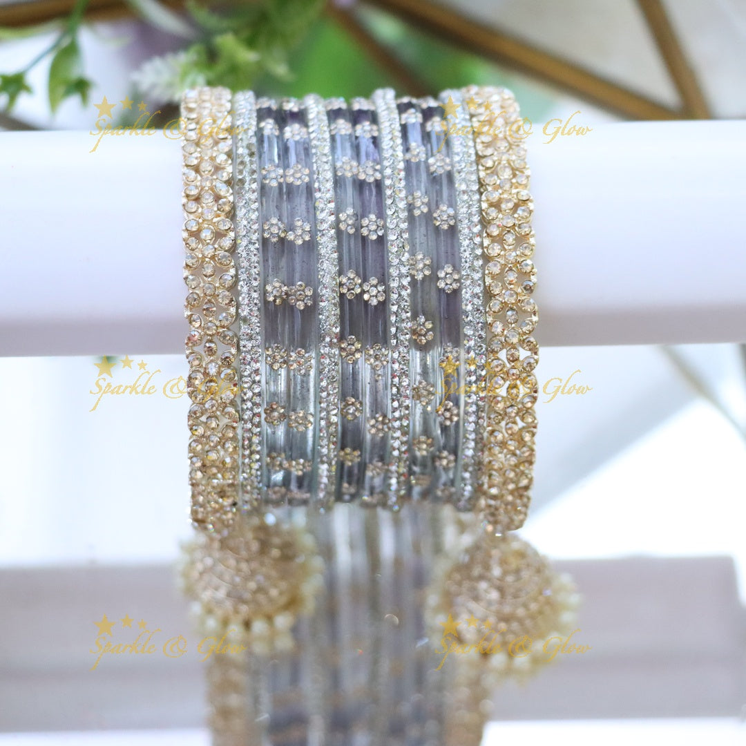 Bridal Glitter Bangles - Floral Opulence Set