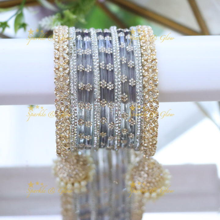 Bridal Glitter Bangles - Floral Opulence Set