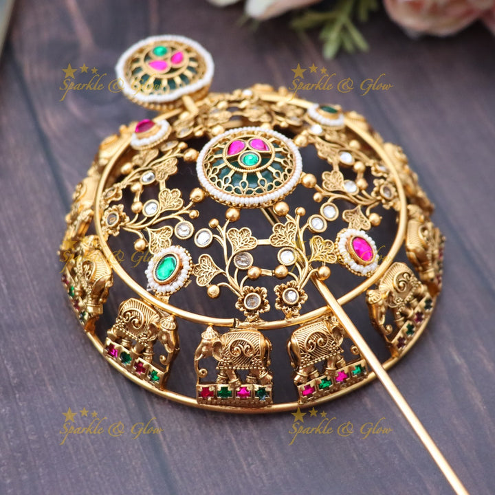 Exquisite Gold Hair Bun Ornament for Elegant Weddings