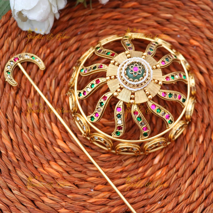 Exquisite Gold-Plated Hair Bun Ornament for Weddings