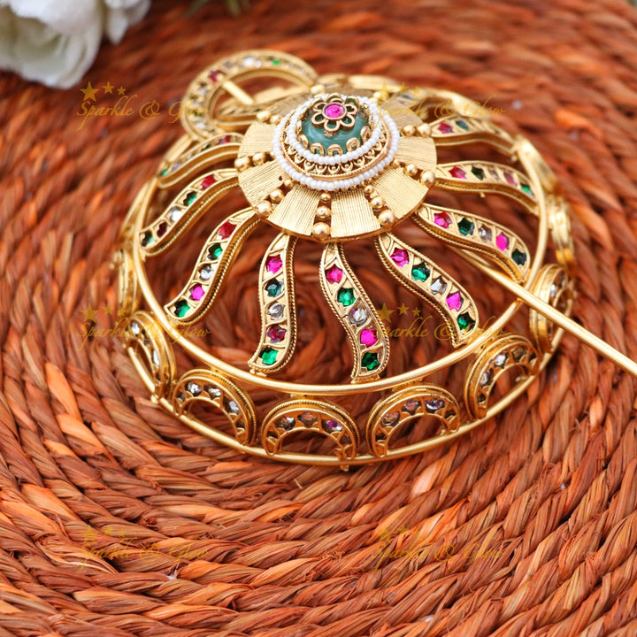 Exquisite Gold-Plated Hair Bun Ornament for Weddings