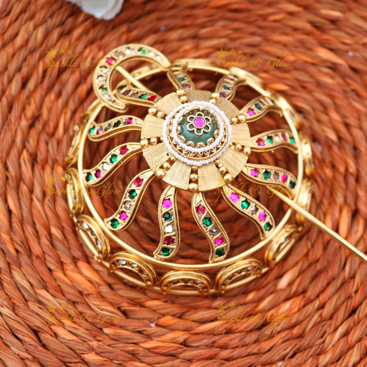 Exquisite Gold-Plated Hair Bun Ornament for Weddings