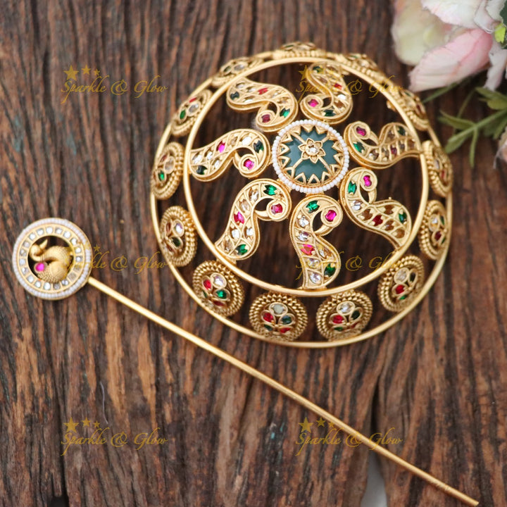 Exquisite Gold-Plated Bun Pin for Weddings & Festivals