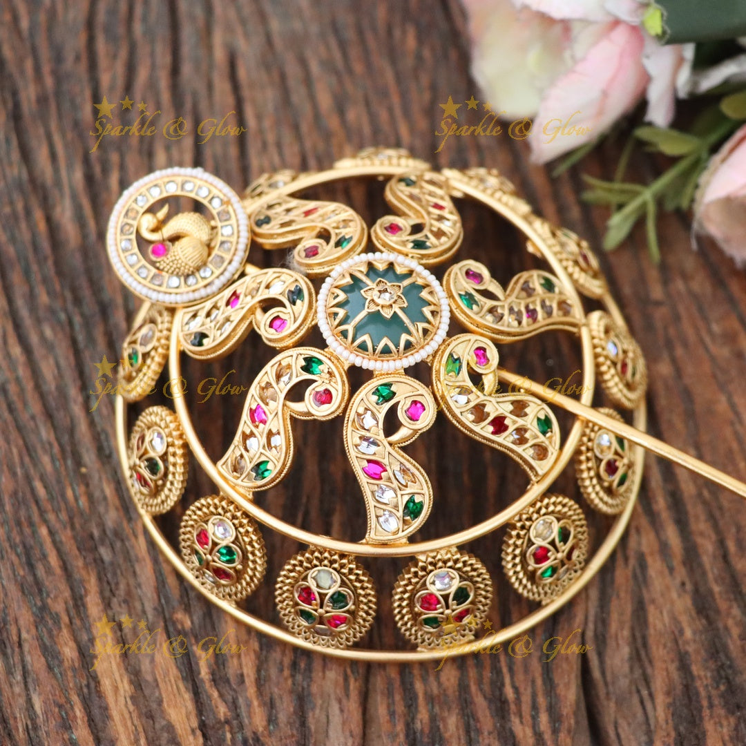 Exquisite Gold-Plated Bun Pin for Weddings & Festivals