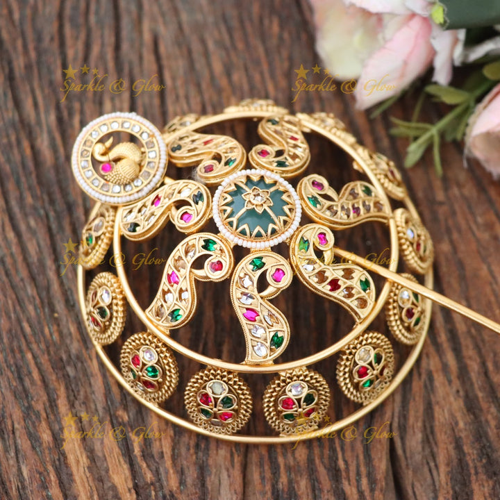 Exquisite Gold-Plated Bun Pin for Weddings & Festivals